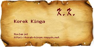 Korek Kinga névjegykártya